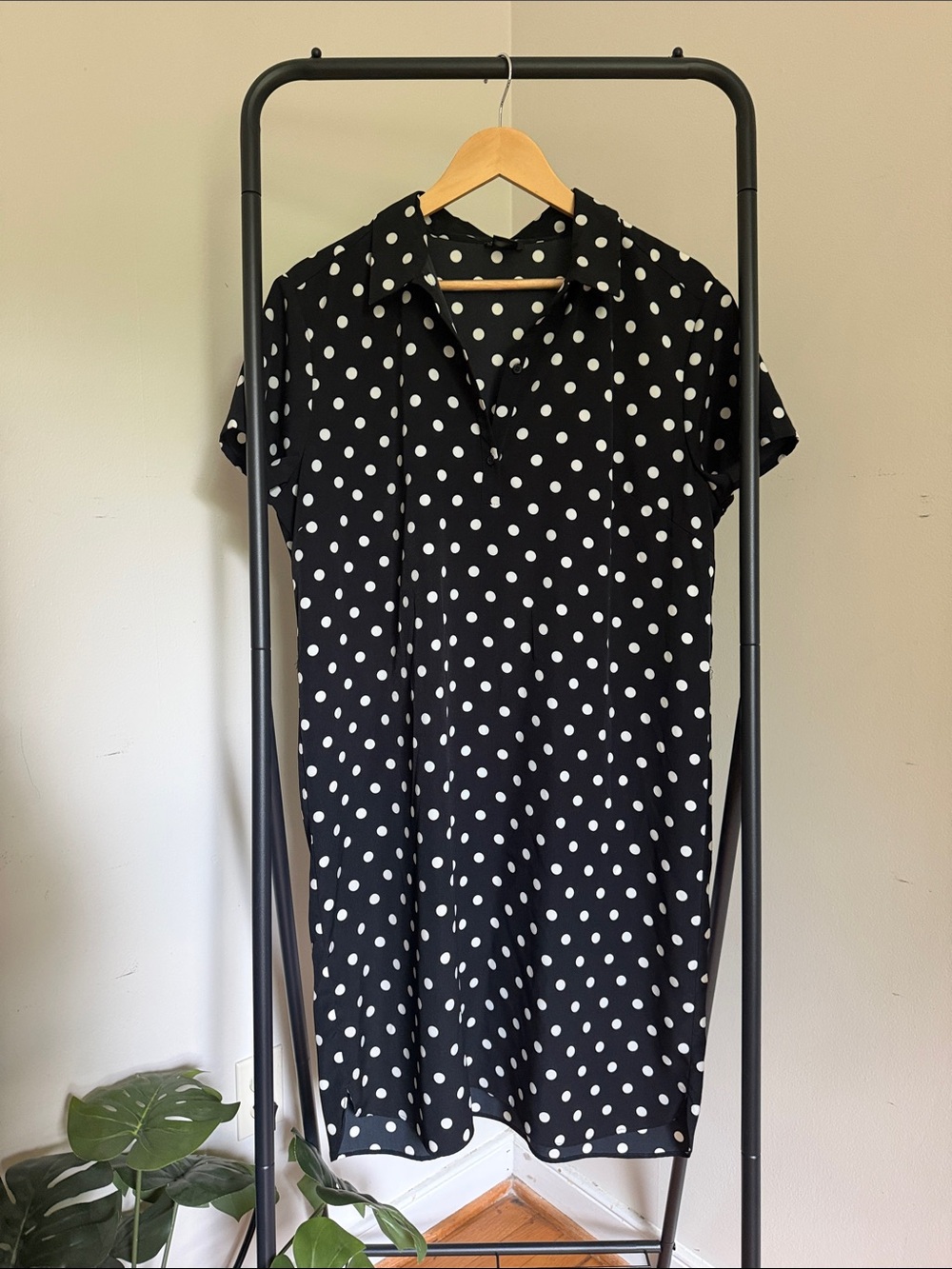 Ann Taylor Polka Dot Collared Shirt Dress